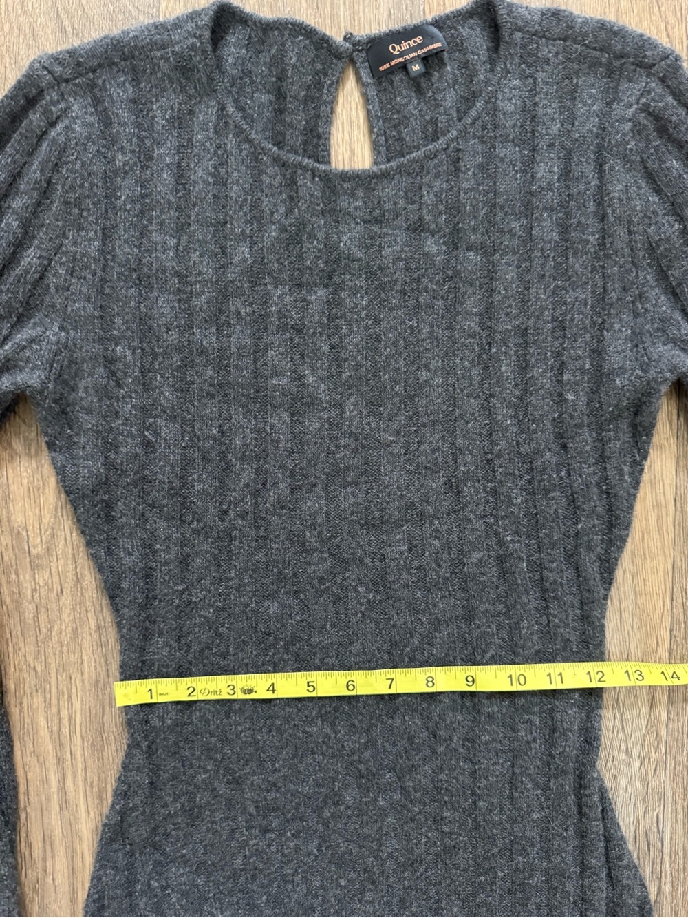 Quince Heather Charcoal 100% Cashmere Ribbed Knit Sweater Dress Long Sleeve M - Picture 5 of 10